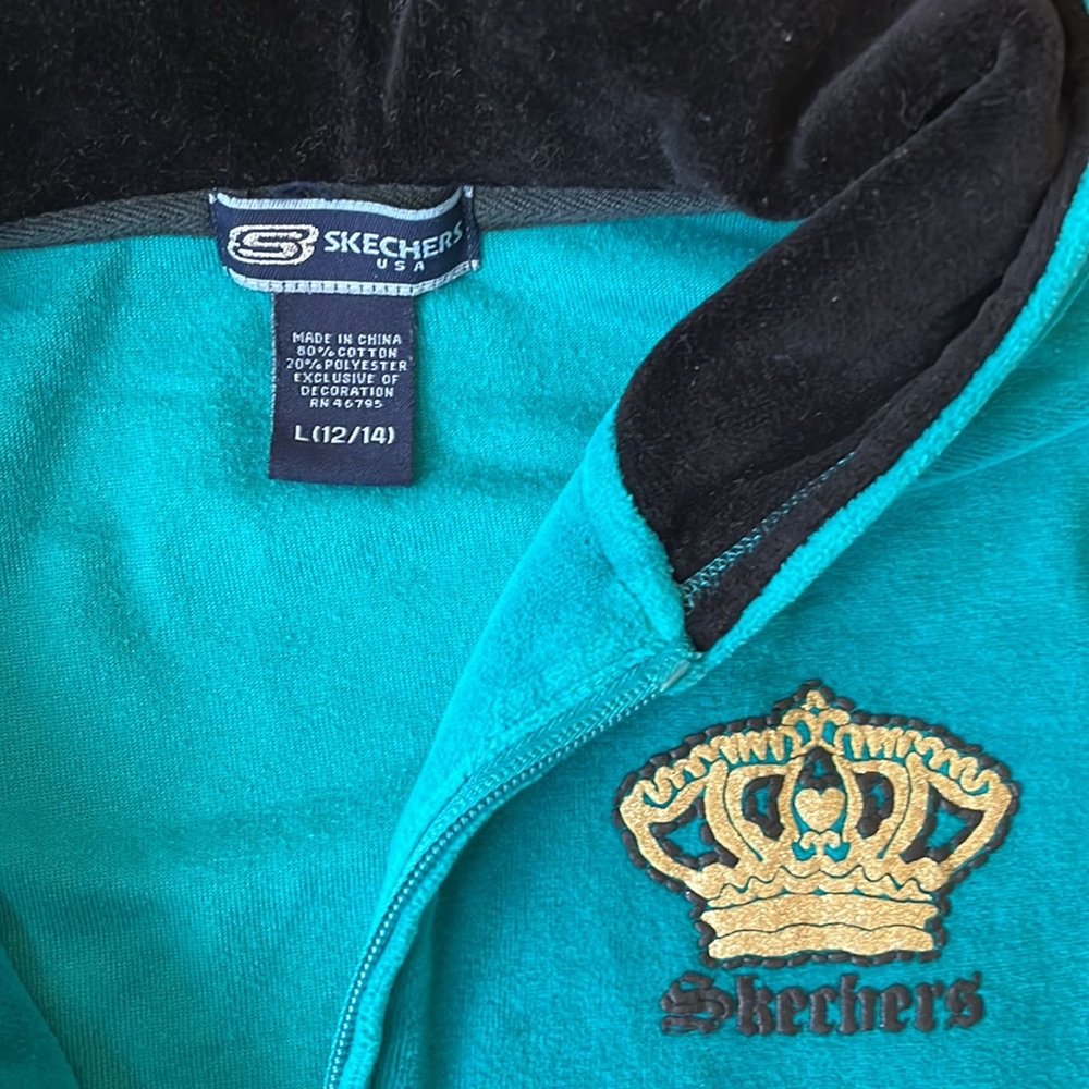 Kids Skechers Velour Track Suit, emerald green, Size L(12/14) - Picture 3 of 9